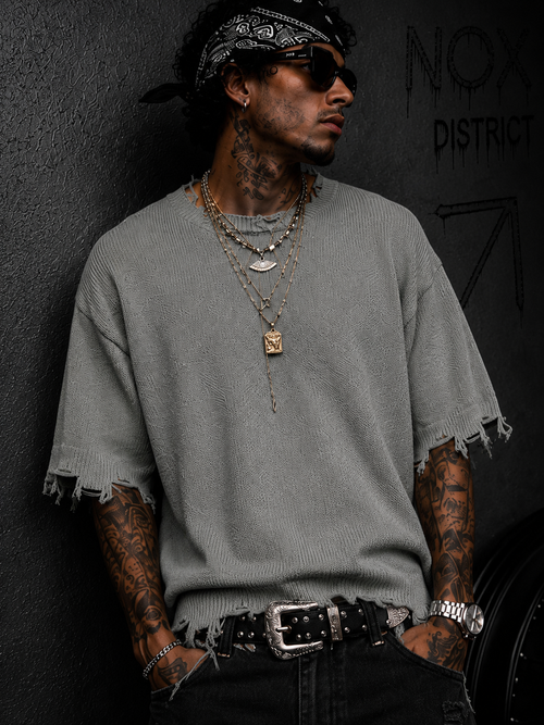NOX Frayed Edge Oversized Knit Tee