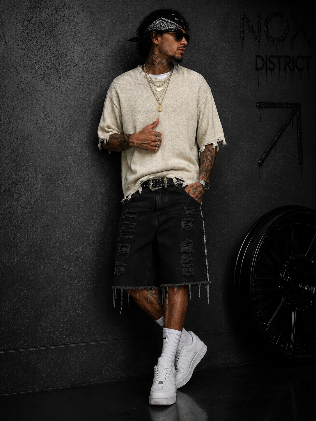 NOX Frayed Edge Oversized Knit Tee