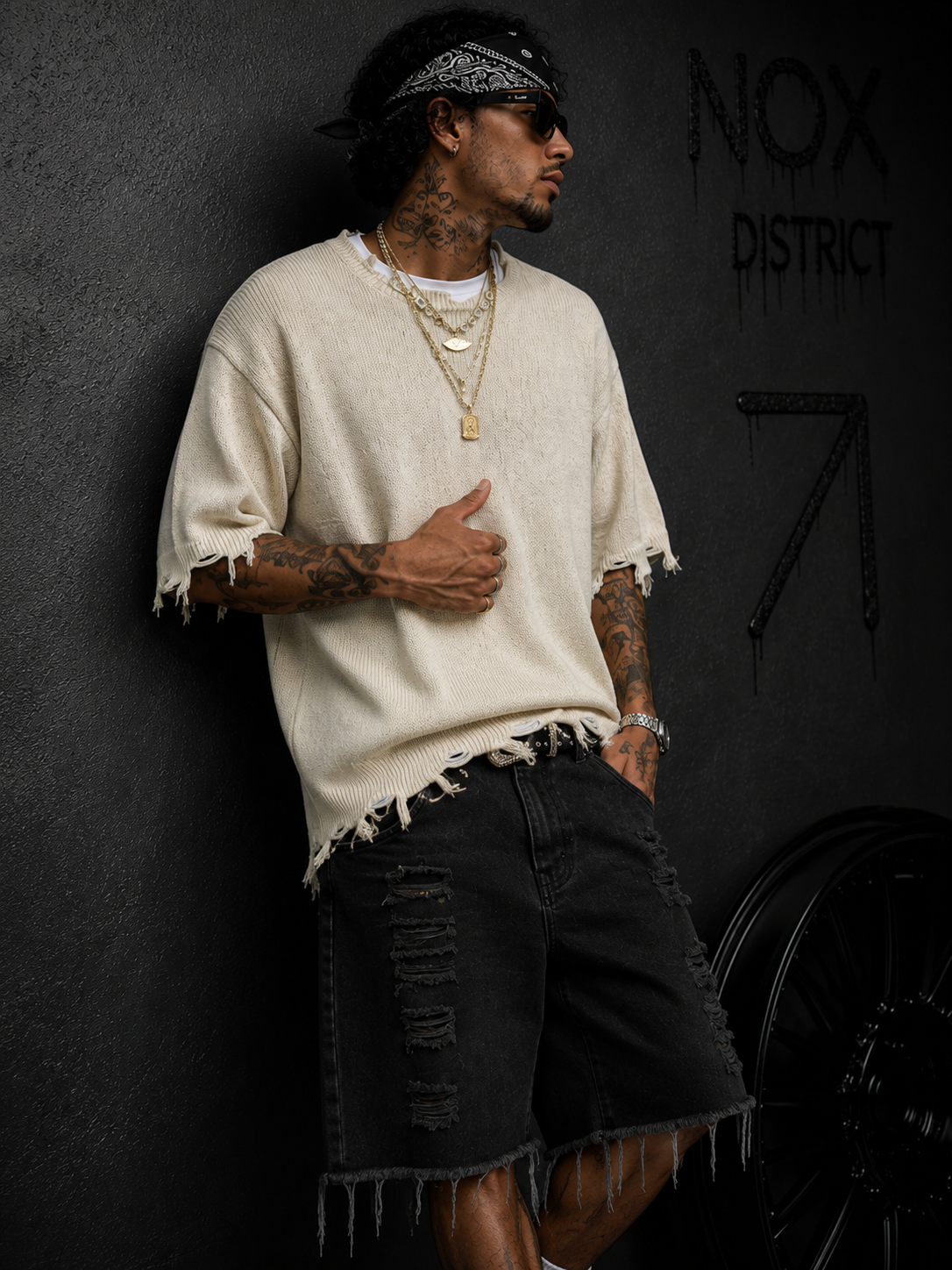 NOX Frayed Edge Oversized Knit Tee