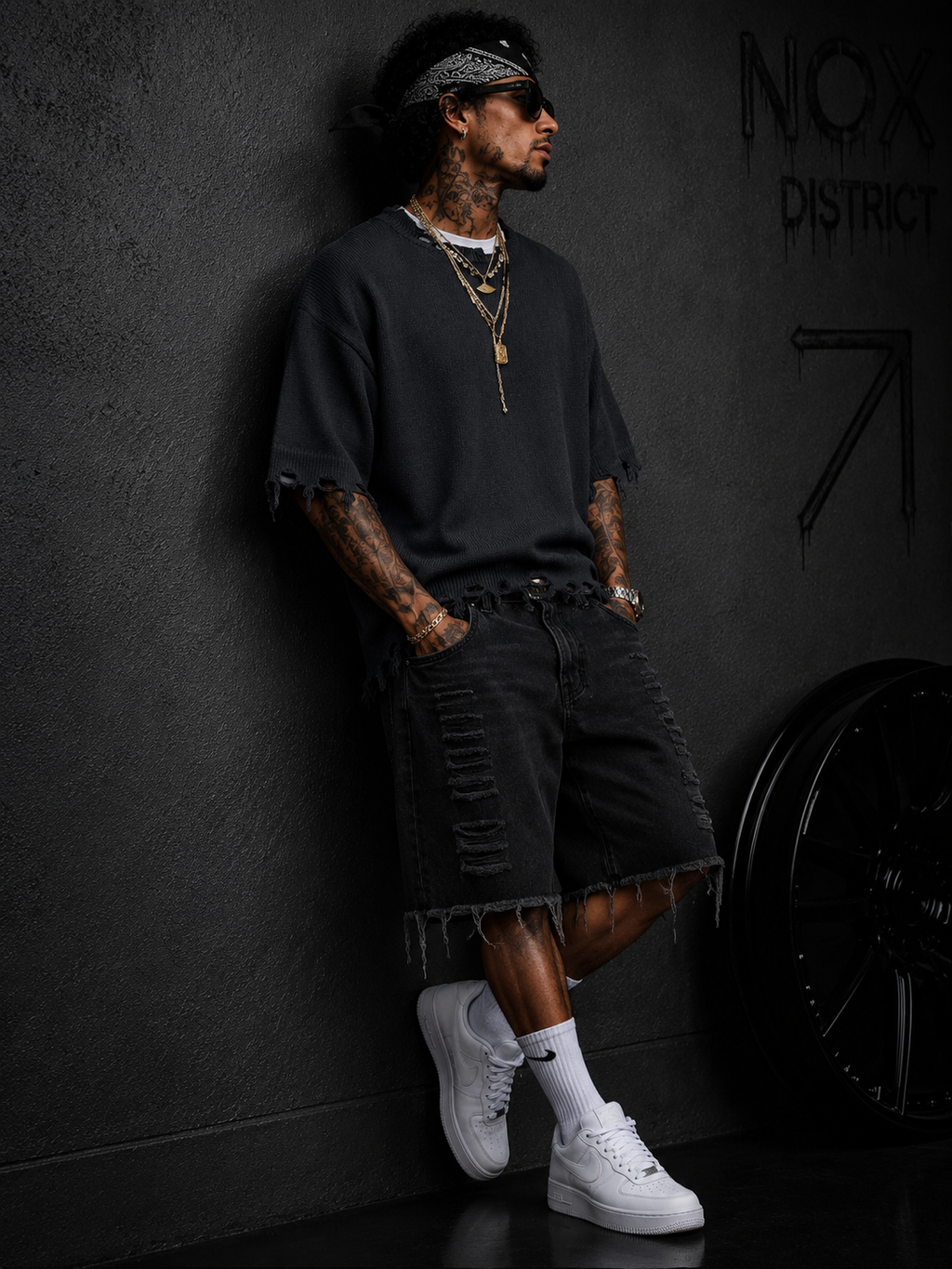 NOX Frayed Edge Oversized Knit Tee
